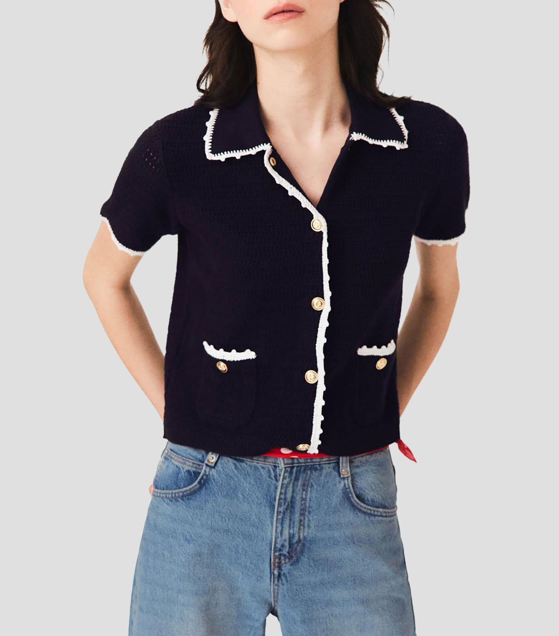 Blusa lisa manga corta Mujer